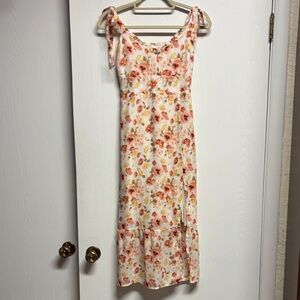 Abercrombie & Fitch Floral Maxi Dress - Cream and Orange